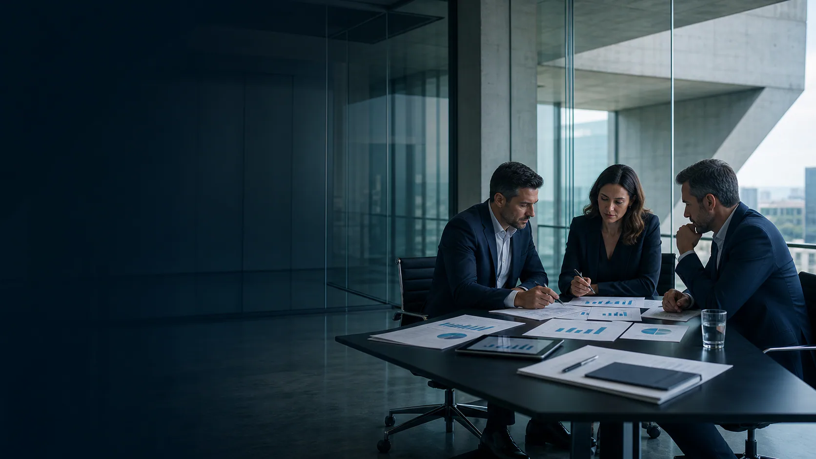 Equipe analisando o cenário de uma empresa